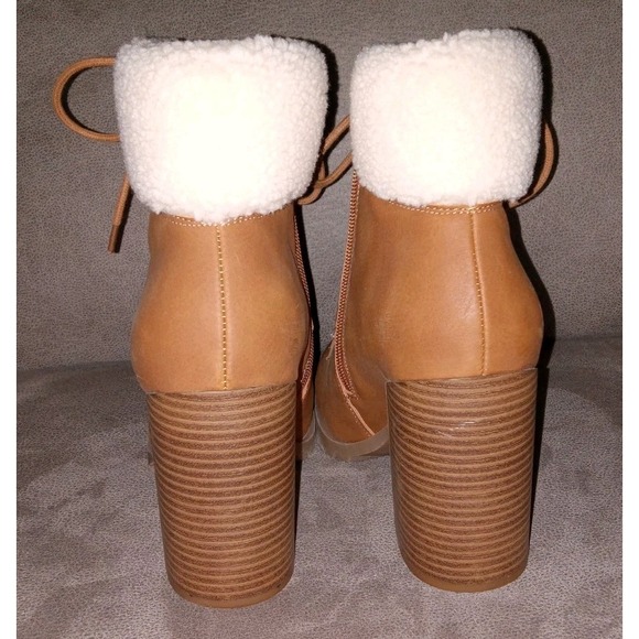 Ana Redwood Boot Womens Size 9.5 M Heel Booties Faux Fur Trim - Picture 4 of 12